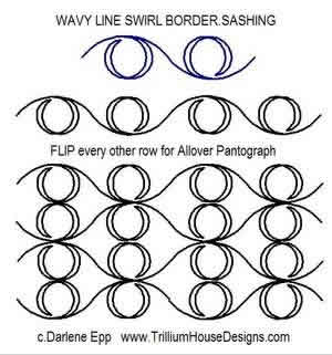 Digital Quilting Design Wavy Line Swirl Border Sashing by Darlene Epp.