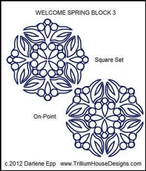 Digital Quilting Design Welcome Spring Block 3 by Darlene Epp.
