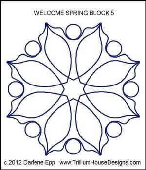 Digital Quilting Design Welcome Spring Block 5 by Darlene Epp.