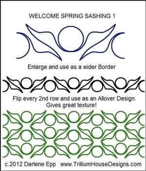 Digital Quilting Design Welcome Spring Sashing by Darlene Epp.