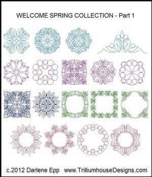 Digital Quilting Design Welcome Spring Set by Darlene Epp.