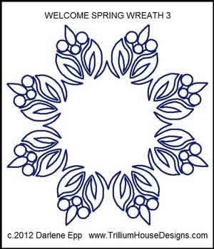 Digital Quilting Design Welcome Spring Wreath 3 by Darlene Epp.
