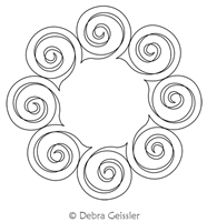 8 Curly Q Circle by Deb Geissler. This image demonstrates how this computerized pattern will stitch out once loaded on your robotic quilting system. A full page pdf is included with the design download.