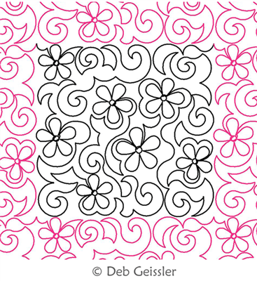 Digital Quilting Design Asian Elegance Flower Swirls 1 E2E by Deb Geissler.