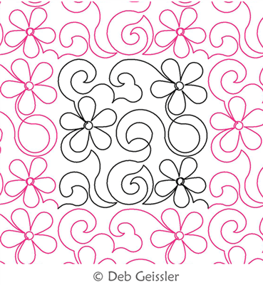 Digital Quilting Design Asian Elegance Flower Swirls 2A E2E by Deb Geissler.