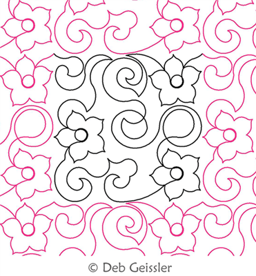 Digital Quilting Design Asian Elegance Flower Swirls 4 E2E by Deb Geissler.