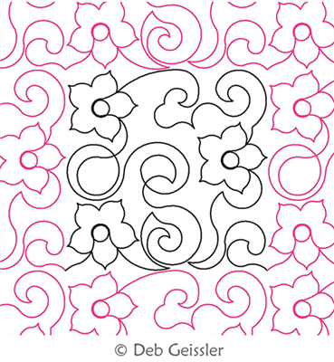 Digital Quilting Design Asian Elegance Flower Swirls 4A E2E by Deb Geissler.