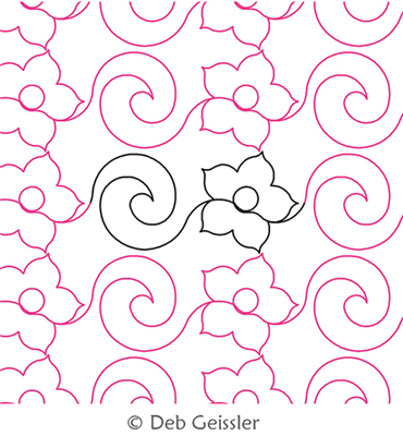 Digital Quilting Design Asian Elegance Flower Swirls Border 4 by Deb Geissler.