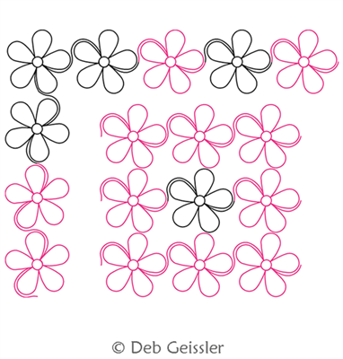 Digital Quilting Design Asian Elegance Flower Swirls Border 1A and Corner by Deb Geissler.