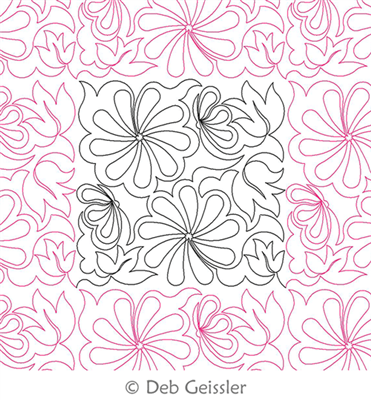 Digital Quilting Design Asian Elegance Flower with Butterfly 1A E2E by Deb Geissler.