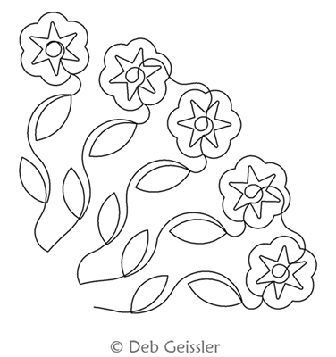 Digital Quilting Design Asian Flower 2 Block by Deb Geissler.