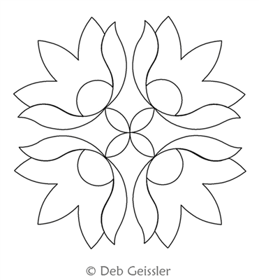 Digital Quilting Design Asian Flower 3 Block by Deb Geissler.
