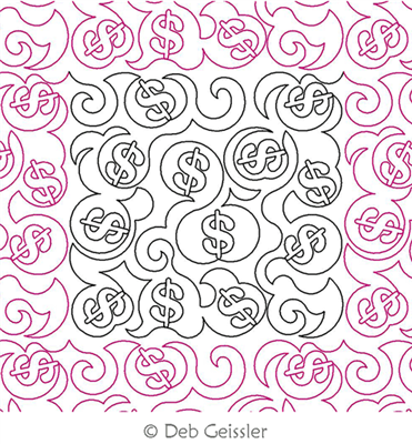 Digital Quilting Design Dollar Signs E2E by Deb Geissler.