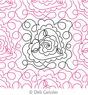 Digital Quilting Design Hearts N Roses 1 E2E by Deb Geissler.