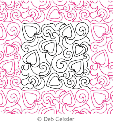 Digital Quilting Design Hearts & Swirls 1 E2E by Deb Geissler.