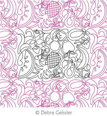 Fruit Cocktail 2 E2E by Deb Geissler. This image demonstrates how this computerized pattern will stitch out once loaded on your robotic quilting system. A full page pdf is included with the design download.