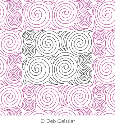 Spirals Galore 1 E2E by Deb Geissler. This image demonstrates how this computerized pattern will stitch out once loaded on your robotic quilting system. A full page pdf is included with the design download.