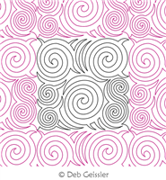 Spirals Galore 3 E2E by Deb Geissler. This image demonstrates how this computerized pattern will stitch out once loaded on your robotic quilting system. A full page pdf is included with the design download.
