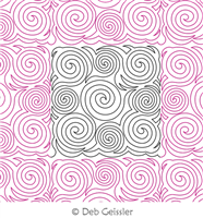 Spirals Galore 4 E2E by Deb Geissler. This image demonstrates how this computerized pattern will stitch out once loaded on your robotic quilting system. A full page pdf is included with the design download.