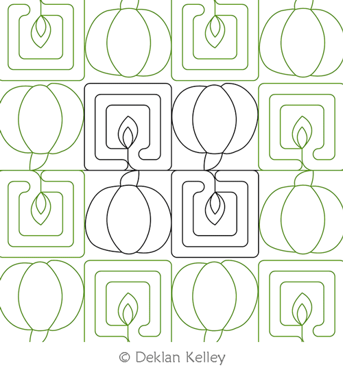 Pumpkin Candle Light by Deklan Kelley. This image demonstrates how this computerized pattern will stitch out once loaded on your robotic quilting system. A full page pdf is included with the design download.