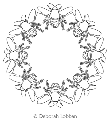 Beasties - Bee Wreath by Deborah Lobban. This image demonstrates how this computerized pattern will stitch out once loaded on your robotic quilting system. A full page pdf is included with the design download.