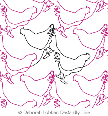 Chickens by Deborah Lobban. This image demonstrates how this computerized pattern will stitch out once loaded on your robotic quilting system. A full page pdf is included with the design download.