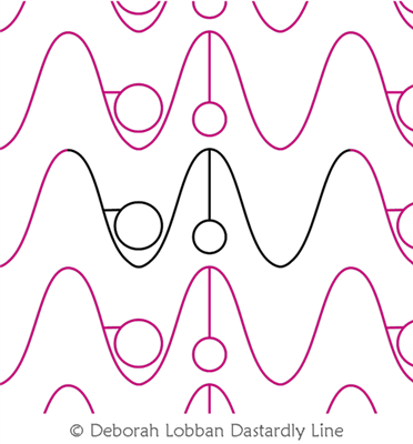 Circles in a Wave by Deborah Lobban. This image demonstrates how this computerized pattern will stitch out once loaded on your robotic quilting system. A full page pdf is included with the design download.