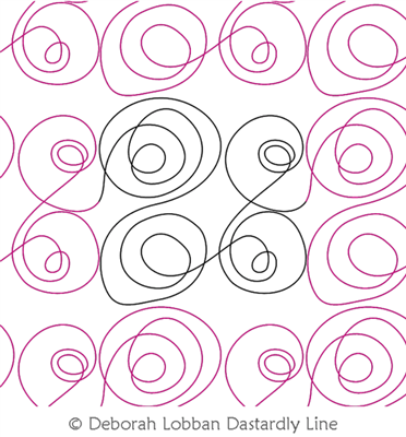 Constrained Swirls by Deborah Lobban. This image demonstrates how this computerized pattern will stitch out once loaded on your robotic quilting system. A full page pdf is included with the design download.