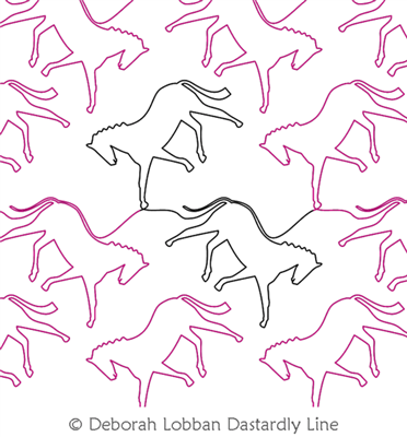 Horses by Deborah Lobban. This image demonstrates how this computerized pattern will stitch out once loaded on your robotic quilting system. A full page pdf is included with the design download.