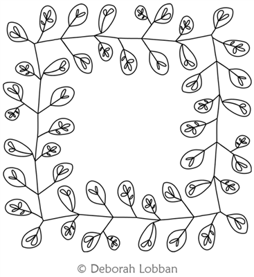 Leaf Frame by Deborah Lobban. This image demonstrates how this computerized pattern will stitch out once loaded on your robotic quilting system. A full page pdf is included with the design download.