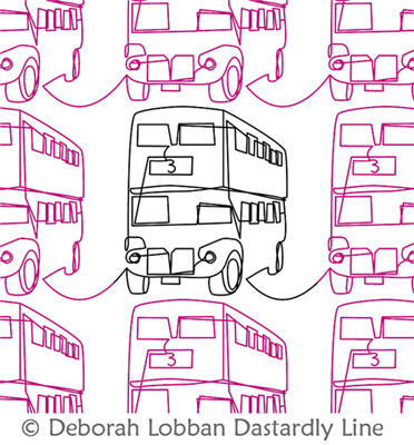 London Bus by Deborah Lobban. This image demonstrates how this computerized pattern will stitch out once loaded on your robotic quilting system. A full page pdf is included with the design download.
