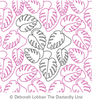 Monstera by Deborah Lobban. This image demonstrates how this computerized pattern will stitch out once loaded on your robotic quilting system. A full page pdf is included with the design download.