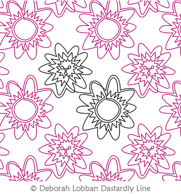 Passionflower by Deborah Lobban. This image demonstrates how this computerized pattern will stitch out once loaded on your robotic quilting system. A full page pdf is included with the design download.