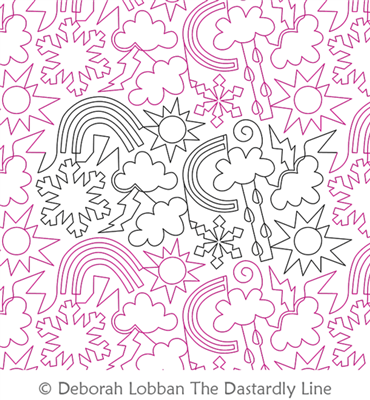 Weather by Deborah Lobban. This image demonstrates how this computerized pattern will stitch out once loaded on your robotic quilting system. A full page pdf is included with the design download.