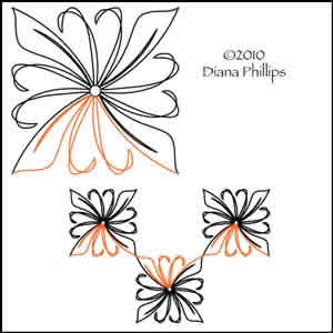 Digital Quilting Design Ribbon Bloom by Diana Phillips.