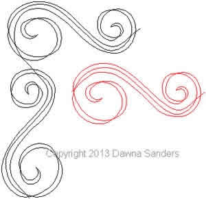 Digital Quilting Design Simple Swirl Border and Corner by Dawna Sanders.