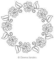 Twirling Hibiscus Wreath by Dawna Sanders. This image demonstrates how this computerized pattern will stitch out once loaded on your robotic quilting system. A full page pdf is included with the design download.