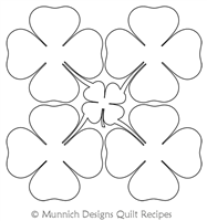 4 Leaf Clover Block by Munnich Designs Quilt Recipes. This image demonstrates how this computerized pattern will stitch out once loaded on your robotic quilting system. A full page pdf is included with the design download.