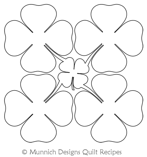 4 Leaf Clover Block by Munnich Designs Quilt Recipes. This image demonstrates how this computerized pattern will stitch out once loaded on your robotic quilting system. A full page pdf is included with the design download.