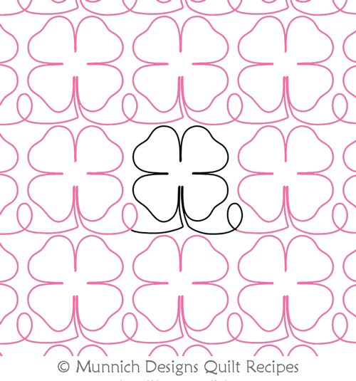 4 Leaf Clover Single Loop by Munnich Designs Quilt Recipes. This image demonstrates how this computerized pattern will stitch out once loaded on your robotic quilting system. A full page pdf is included with the design download.