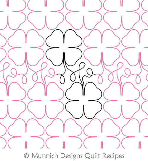 4 Leaf Clover with Loops by Munnich Designs Quilt Recipes. This image demonstrates how this computerized pattern will stitch out once loaded on your robotic quilting system. A full page pdf is included with the design download.