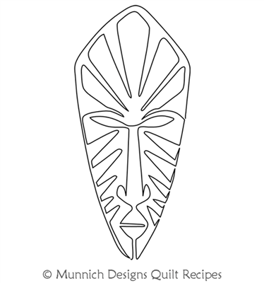 African Mask 4 by Munnich Design Quilt Recipes. This image demonstrates how this computerized pattern will stitch out once loaded on your robotic quilting system. A full page pdf is included with the design download.