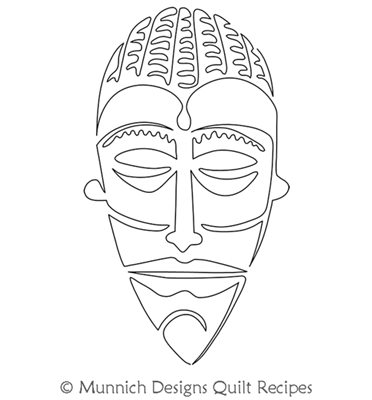 African Mask 9 by Munnich Design Quilt Recipes. This image demonstrates how this computerized pattern will stitch out once loaded on your robotic quilting system. A full page pdf is included with the design download.