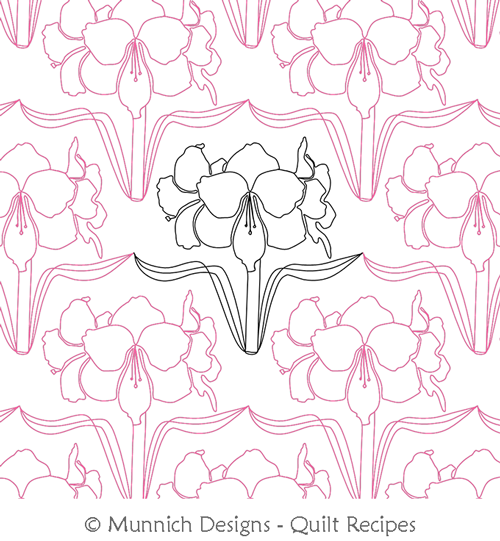 Amaryllis Allover by Munnich Designs Quilt Recipes. This image demonstrates how this computerized pattern will stitch out once loaded on your robotic quilting system. A full page pdf is included with the design download.