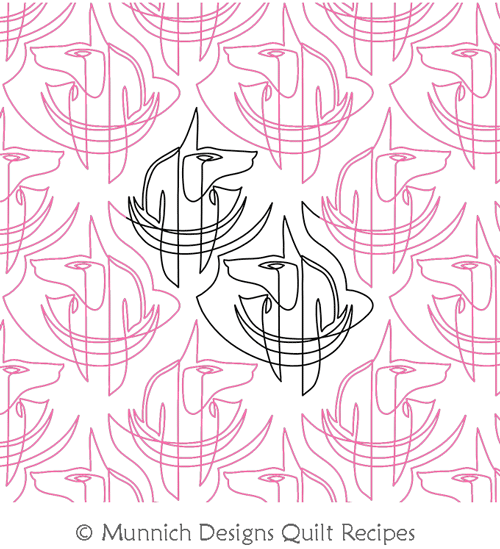 Anubis 1 by Munnich Design Quilt Recipes. This image demonstrates how this computerized pattern will stitch out once loaded on your robotic quilting system. A full page pdf is included with the design download.