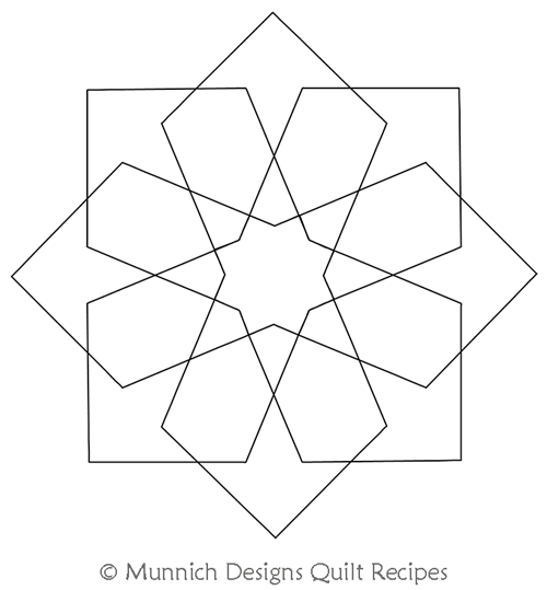 Arabic Geometric Swirl 1 by Munnich Design Quilt Recipes. This image demonstrates how this computerized pattern will stitch out once loaded on your robotic quilting system. A full page pdf is included with the design download.