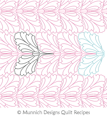Art Deco Kissed Feathers 2 by Munnich Design Quilt Recipes. This image demonstrates how this computerized pattern will stitch out once loaded on your robotic quilting system. A full page pdf is included with the design download.