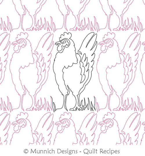 Barnyard Supervisor  by Munnich Design Quilt Recipes. This image demonstrates how this computerized pattern will stitch out once loaded on your robotic quilting system. A full page pdf is included with the design download.