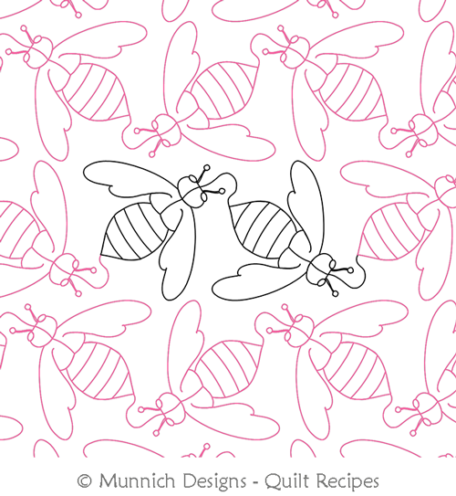 Bumblebees 1  by Munnich Design Quilt Recipes. This image demonstrates how this computerized pattern will stitch out once loaded on your robotic quilting system. A full page pdf is included with the design download.
