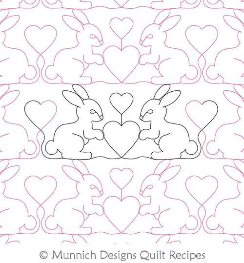 Bunny Heart 1 by Munnich Design Quilt Recipes. This image demonstrates how this computerized pattern will stitch out once loaded on your robotic quilting system. A full page pdf is included with the design download.